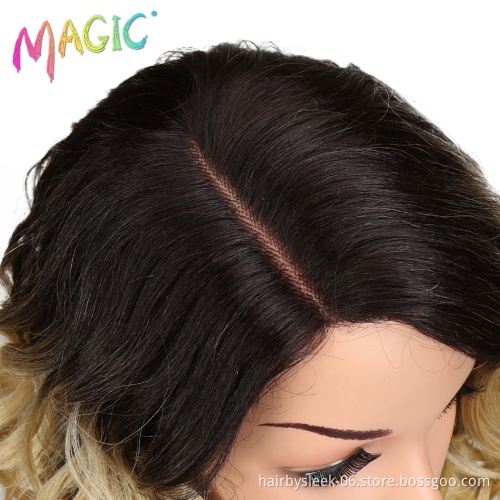 Magic Hair Short Loose Wavy Bob Wigs 12"inch Synthetic Front Lace Wigs For African American Women High Temperature Fiber